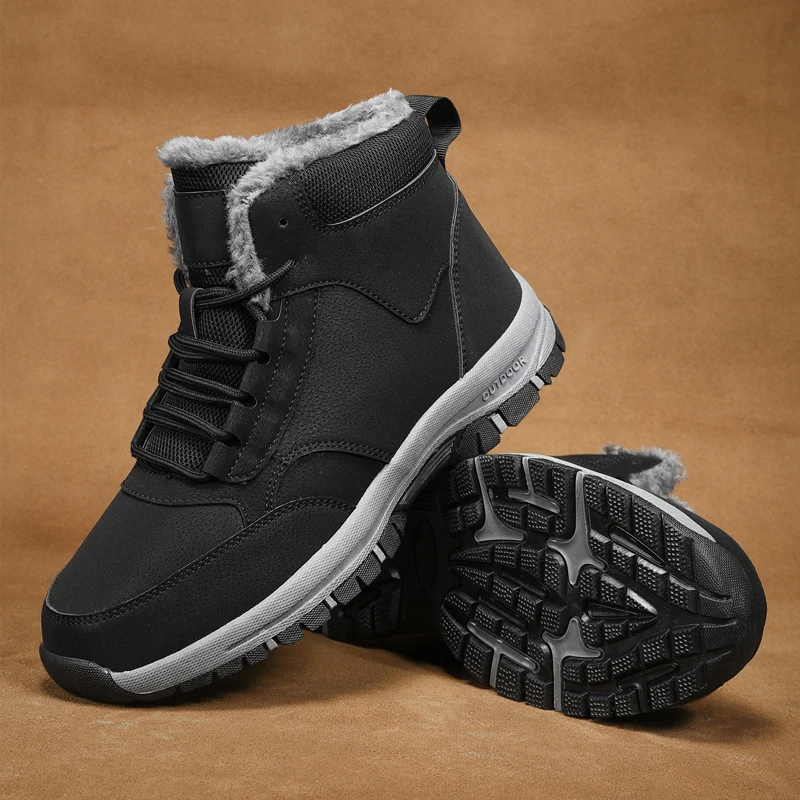 

Зимняя обувь. Теплые мужские зимние ботинки на меху. Уличные повседневные мужские хлопковые ботинки. Мужские рабочие ботинки высокого качества. Удобные ботильоны.