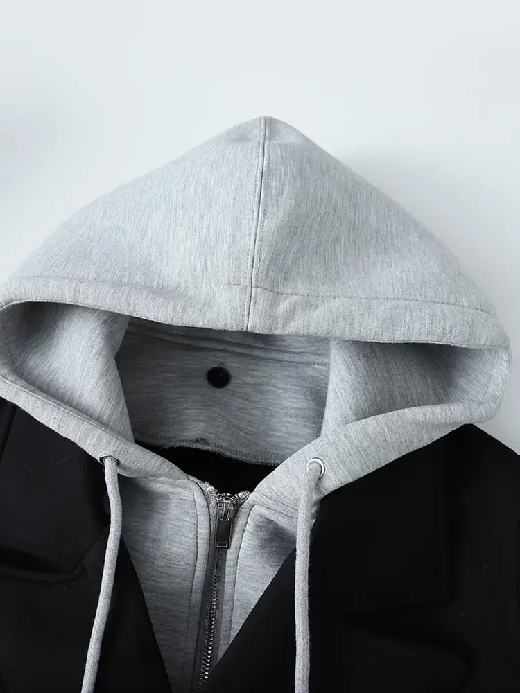 Nlzgmsj Herfst Nieuwe vrouwen Jas Pocket Lange Mouw Jas Splice Capuchon Ontwerp Jassen Voor Vrouwen Nieuwe Lange Trenchcoat