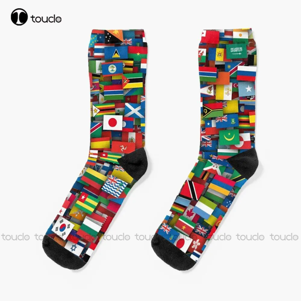 

Flags Of All Countries Of The World Socks White Socks Women 360° Digital Printing Custom Gift Streetwear Funny Sock New Popular