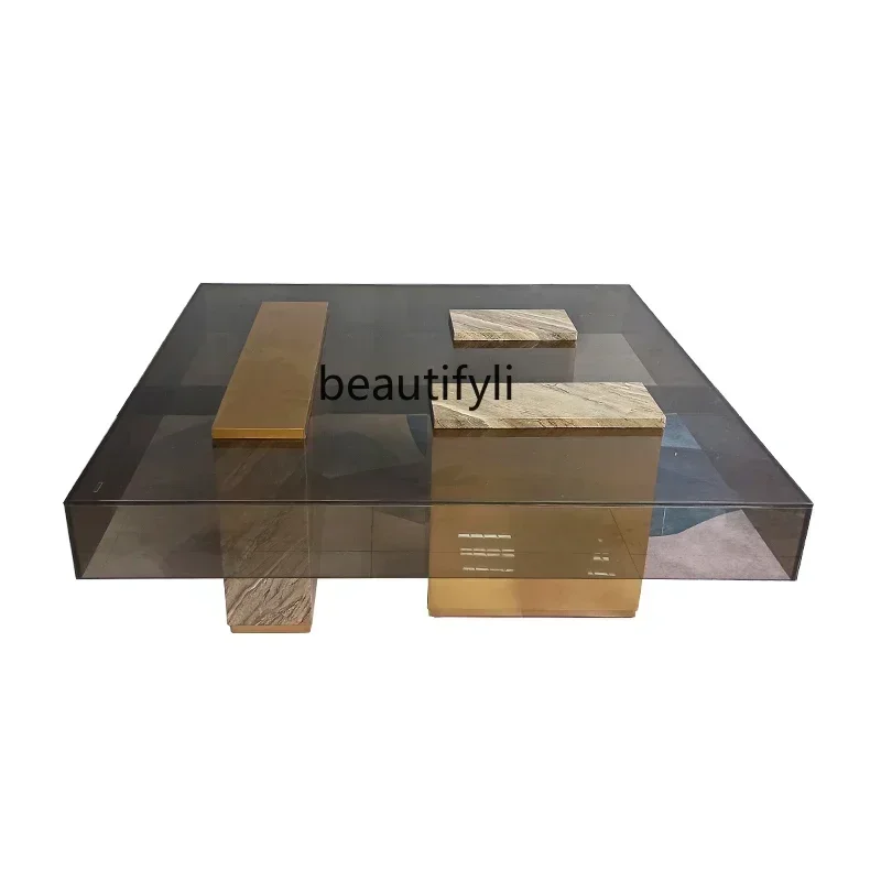 cqyStainless steel Italian minimalist light luxury acrylic designer, modern personality Nordic creative coffee table