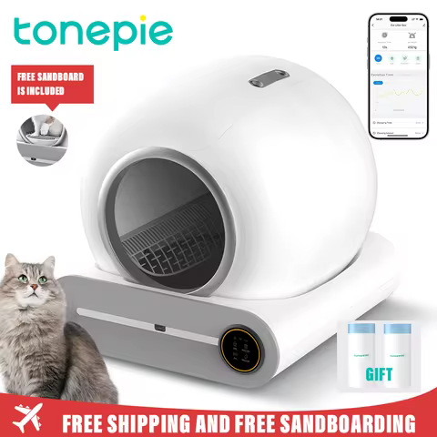 Tonepie 65L 자동 스마트 고양이 쓰레기 상자 자체 청소 완전 밀폐형 고양이 쓰레기 상자 애완 동물 화장실 쓰레기 트레이 영어 버전