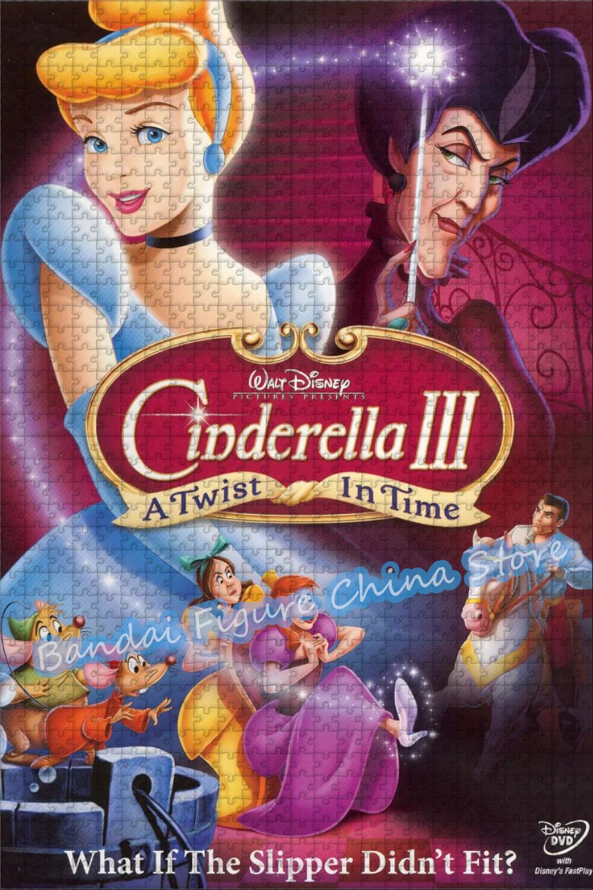 Cinderella 3: A Twist In Time Assemble Jigsaw Puzzles 300/500/1000 Pieces Dinsey Cartoon Print Puzzle for Kids Christmas Gifts