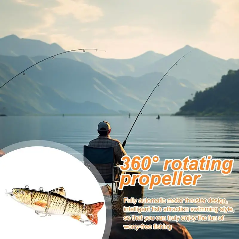 Robotic Fishing Lure Realistic Rechargeable Fishing Lure 4 Segment Jointed Swimbait LED Lighted Fishing Bait For Bass Pike Musky