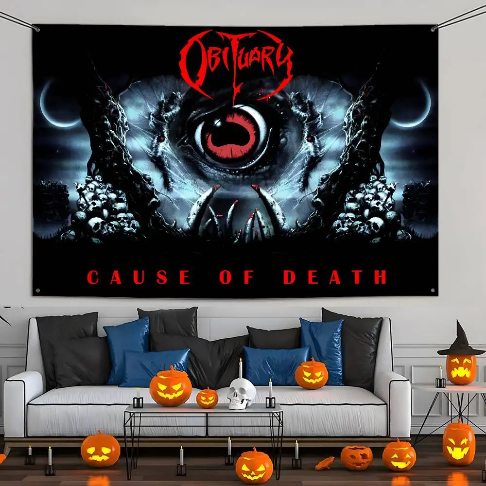 Ob zas Band Logo Death Metal Flagge Benutzerdefinierte Flaggen Wandbehang Wandteppich Outdoor Dekorative Flagge Hintergrund Decke