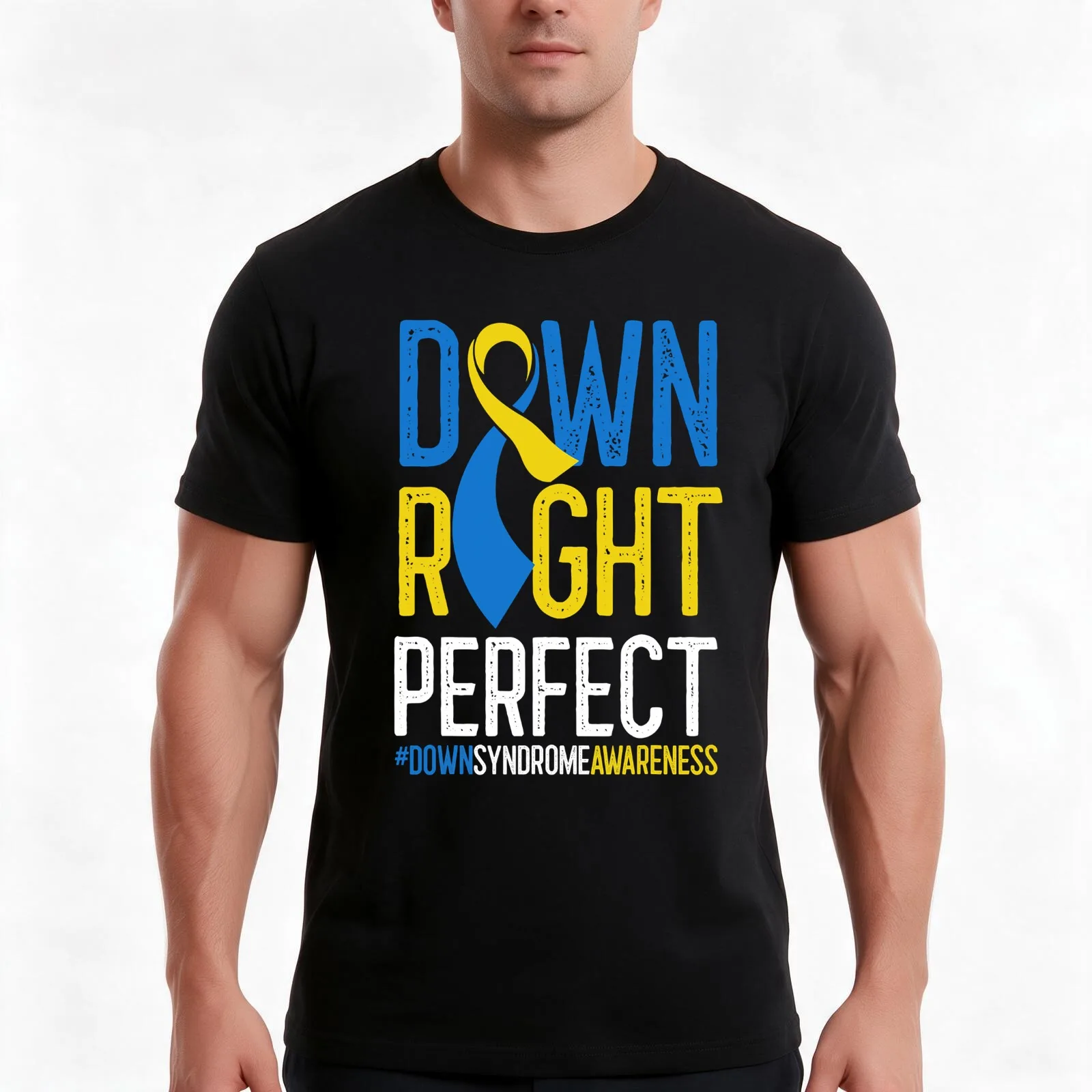 Down Right Perfect Down Syndrome Awareness T21 T-Shirt, Summer Casual Cotton Tee, Oversized Streetwear Tops, Unisex Men Women
