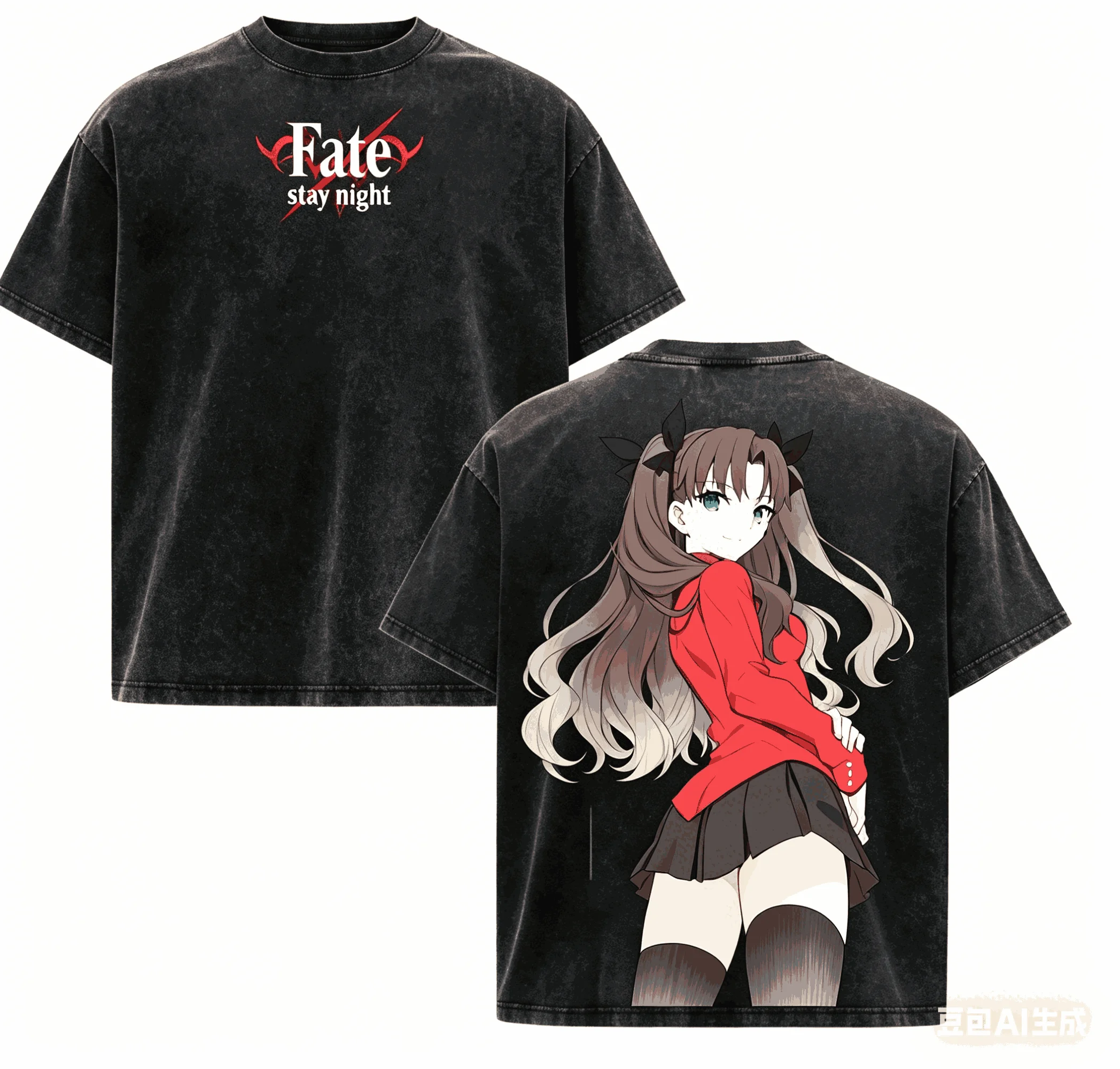 Fate stay night Washed T shirt 2026 New Model personality Clothes shirt Year round clothing Streetwear Trendy Vintage Breathable