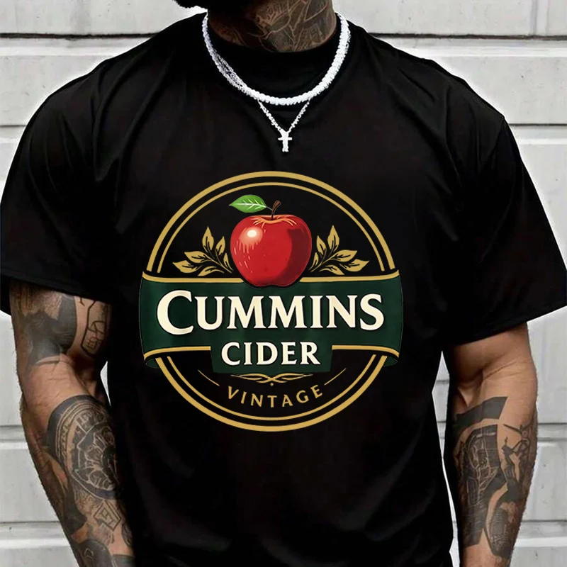 

Мужская модная футболка CUMMINS CIDER со стильным круглым эмблемным дизайном, повседневные трендовые футболки для лета, топы с короткими рукавами
