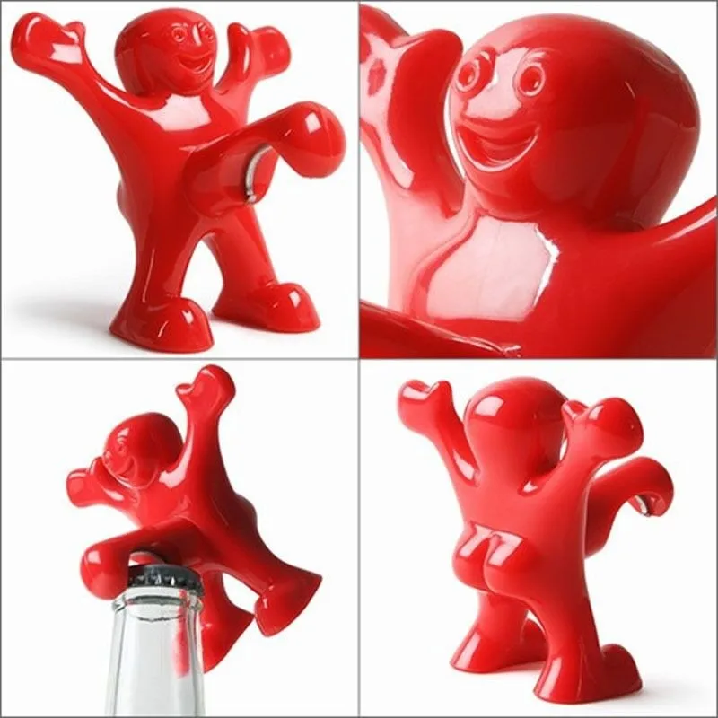 Red Creative Little Man Red Wine Set Second Brother Mocking Beer, Opening Little Red Man Wine Stopper, Opening Wine Bottle