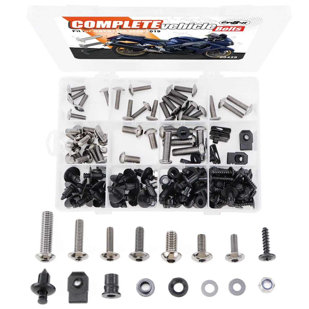 

For Suzuki GSXR1300 GSX-R 1300 2008-2019 Motorcycle Complete Full Fairing Bolts Kit Steel Screws Speed Nuts Shoulder Washers