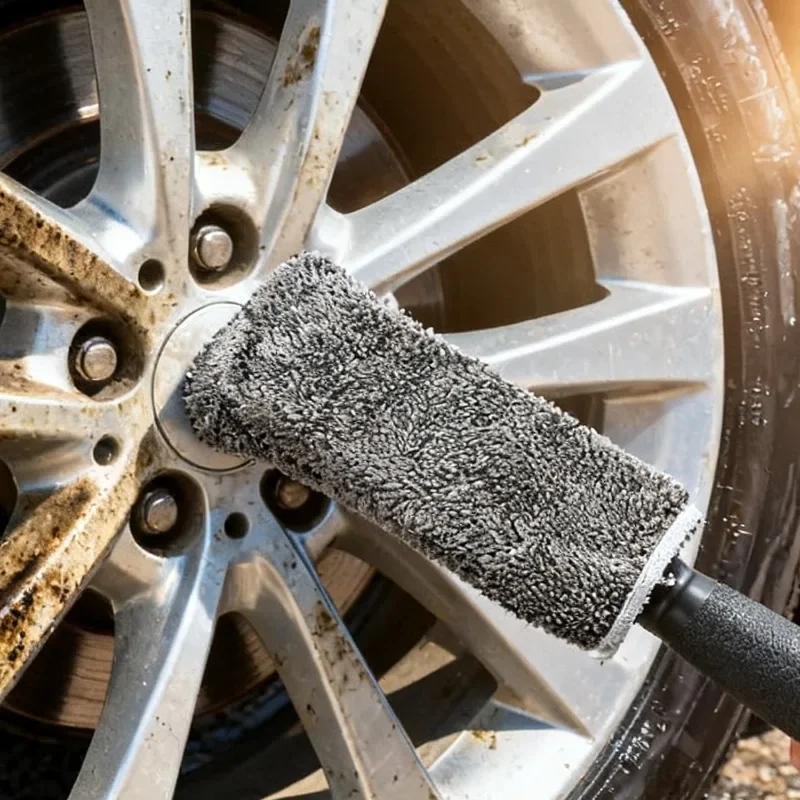 Car Wheel Hub Brush Washing Tool Car Detailing Care Dust Removal Brush Car Wheel Tire Rim Cleaning Brushes Portable Plush