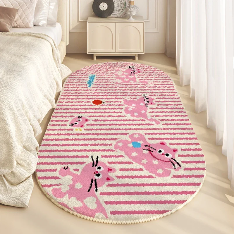 Korean Style Carpets for Living Room Anti-slip Bedroom Decor Carpet Thickend Plush Bedside Floor Mat Washable Cloakroom Soft Rug