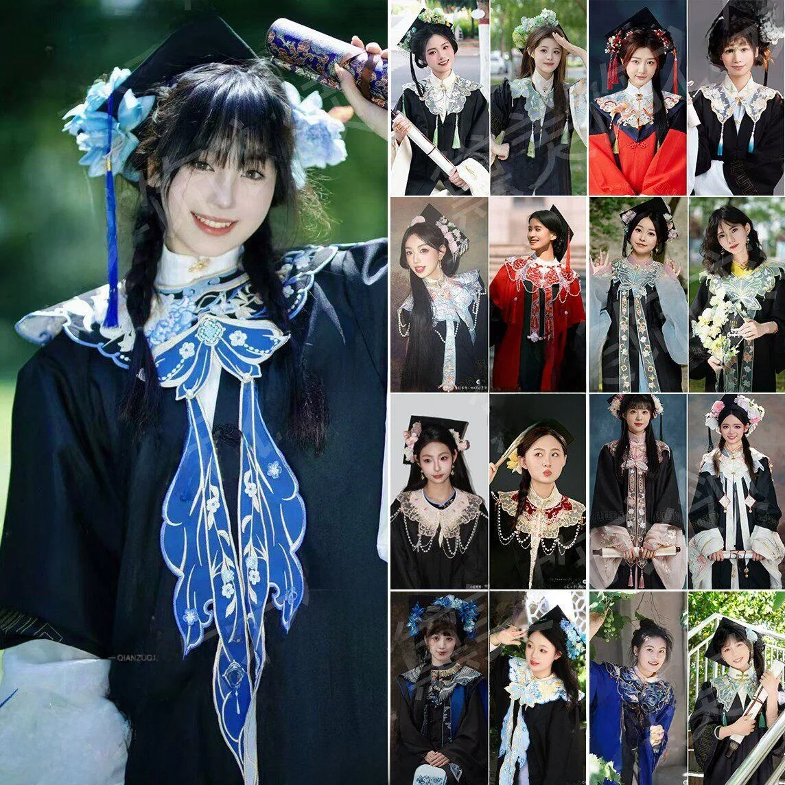 Embroidered Cloud Shoulder Shawl for Men And Women Master And Bachelor Hanfu Ma Face Skirt College Students Graduation Ceremo...