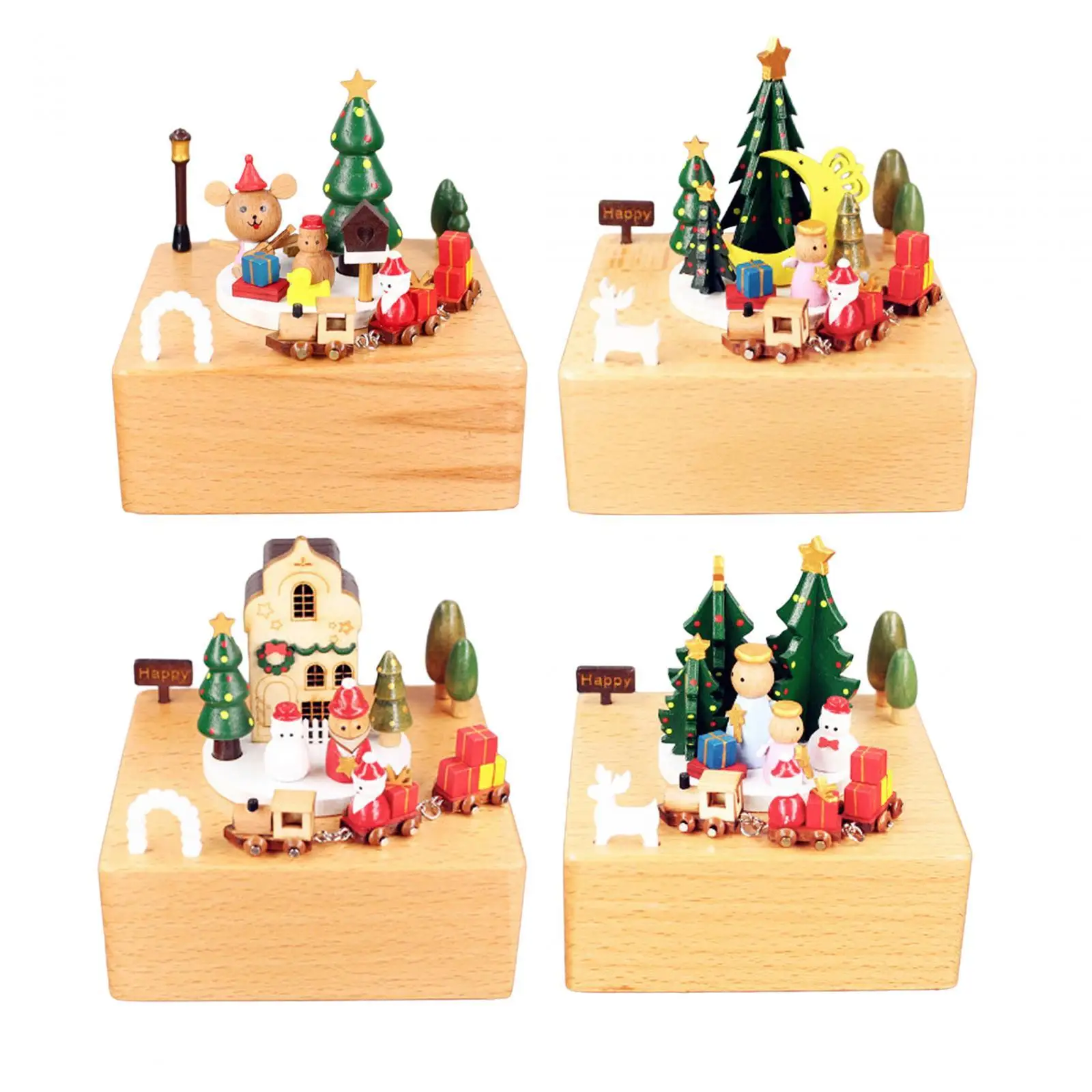 

Деревянная музыкальная шкатулка, украшение на рождественскую тематику, заводная музыкальная шкатулка для настольного декора, коллекционная коробка на день рождения, праздник на день Святого Валентина
