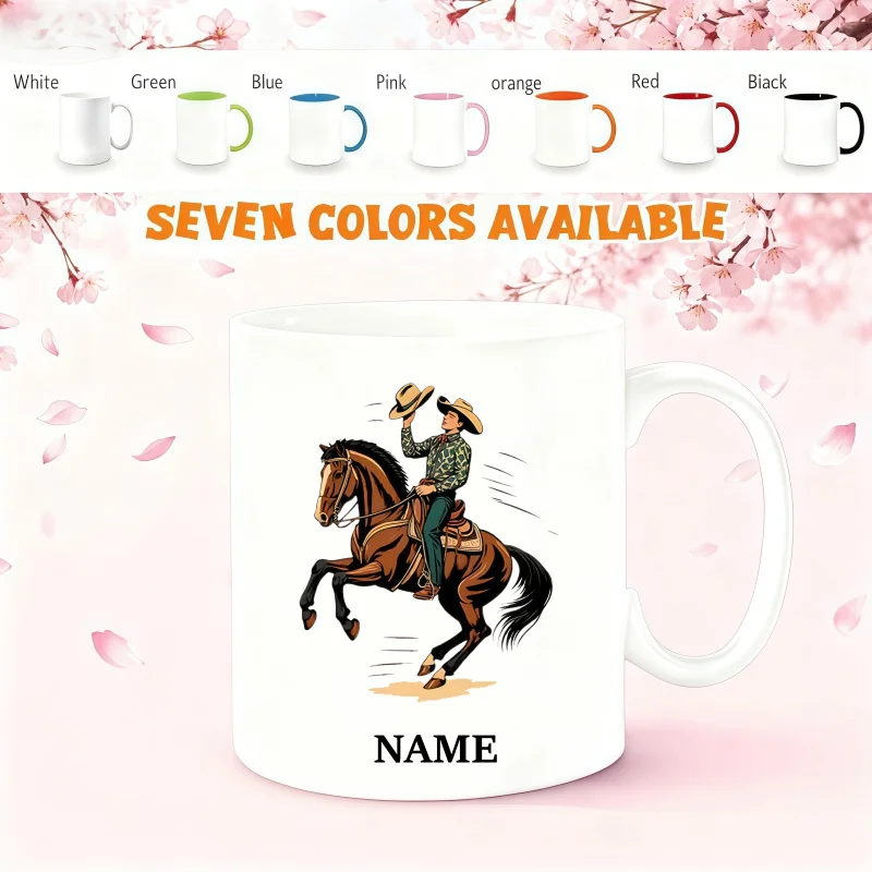 Customizable Retro Western Cowboy Mug - Dishwasher Safe Personalized Name Mug - Perfect Gift for Birthdays and Holidays
