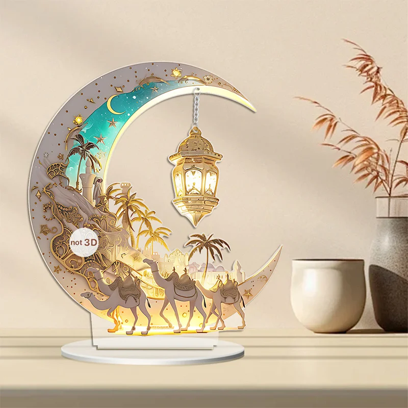 Ramadan Festival 2d Acrylic Moon Castle Craft Ornament 2025 Eid Al-fitr Mubarak Decoration Islamic Muslim Home Party Table Gifts