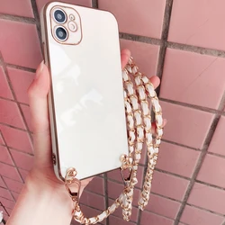 Luxury Crossbody Lanyard Leather Chain Phone case for Samsung Galaxy S26 S25 S23 S24 S22 S21 Ultra S20 FE Note 20 Plus Cover