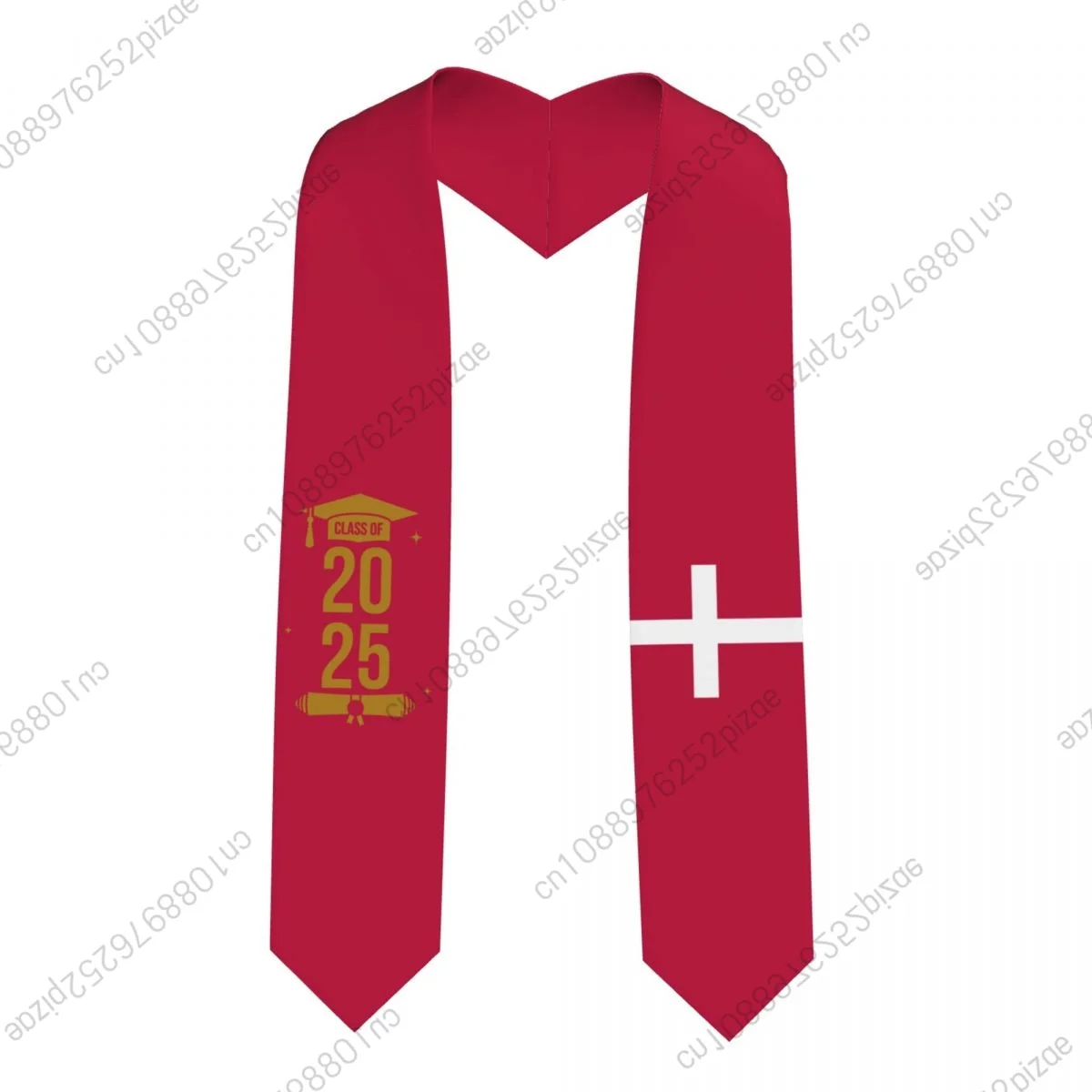 

New Denmark Flag Class Of 2025 183*13CM Graduation Stole Sash Scarf For International Students Proud