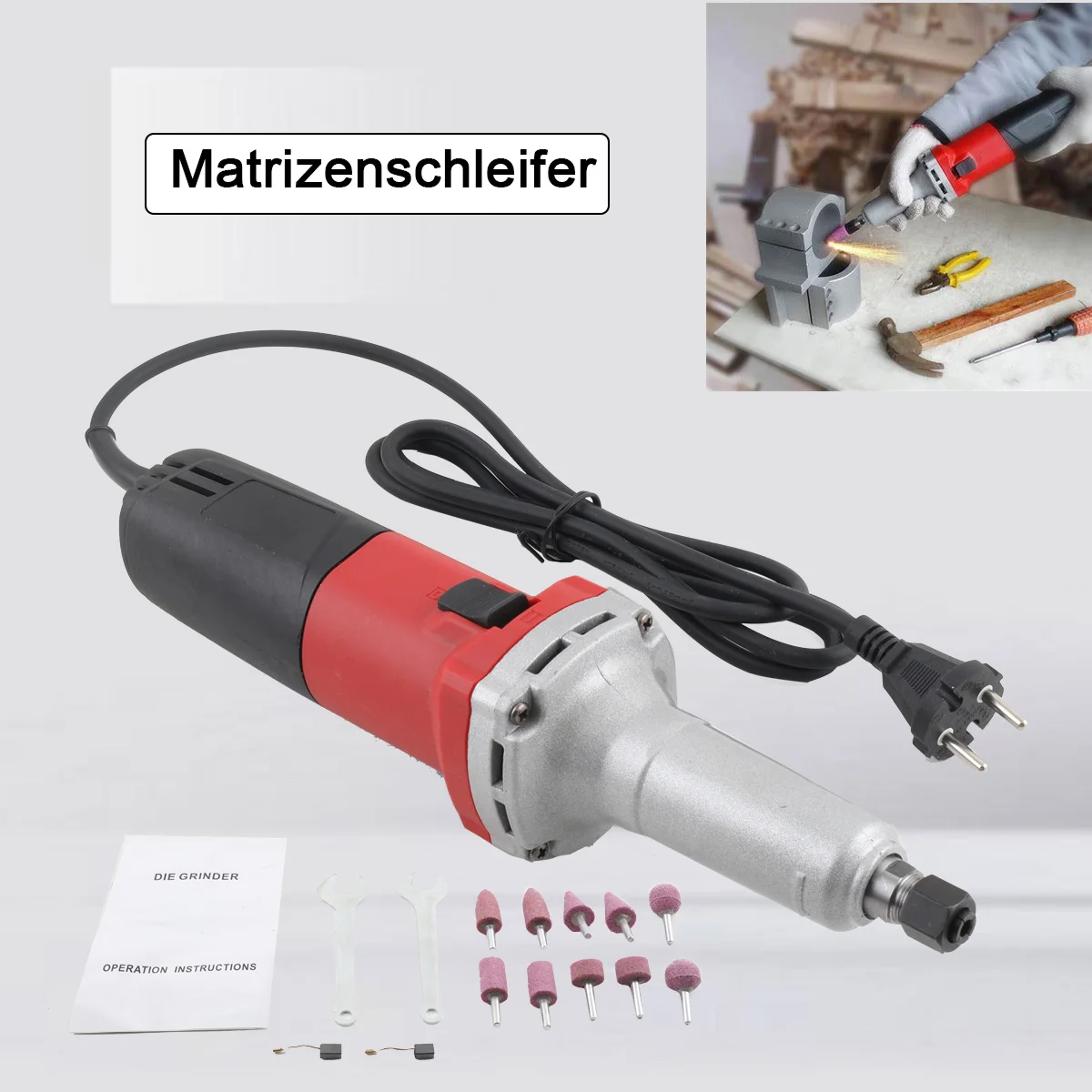 750W Elektrische Rechte Slijpmachine Handbediende Slijpmachine met Variabele Snelheid 0-27000 tpm Polijstgereedschap Mini-Molen