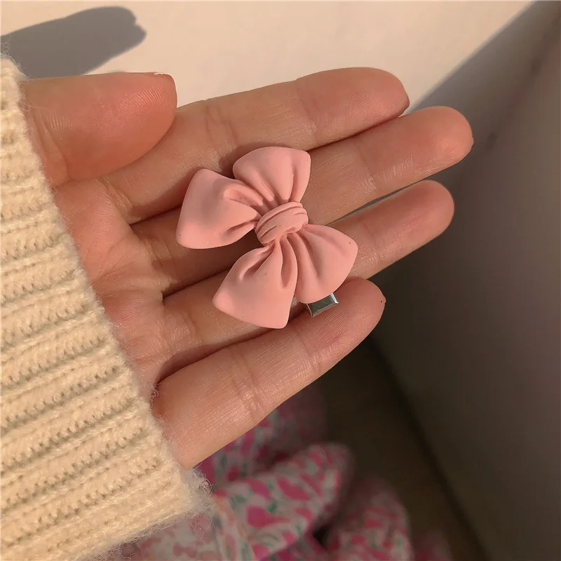 Horquillas con lazo pequeño para niña, accesorios para el cabello de Rosa melocotón, pinzas para el cabello, tocado de joyería dulce, nuevo