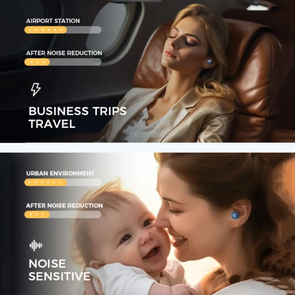 Silicone Material Anti-noise Earplugs Soft Texture Waterproof Feature Noise Cancelling Earplugs Super Soft Reusable Design