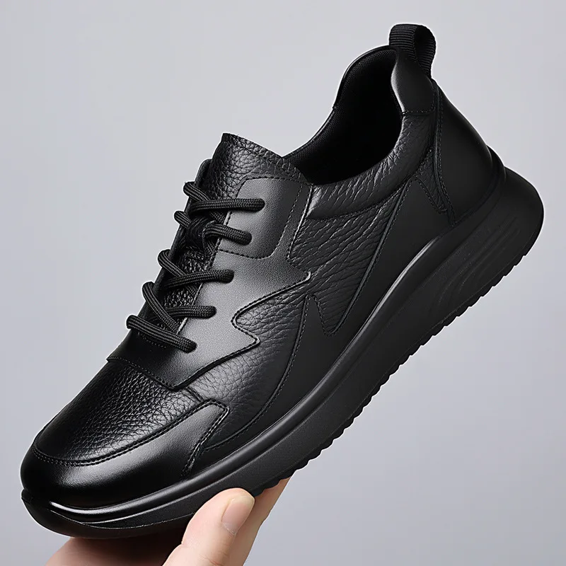 

New Men's Cowhide Casual Leather Shoes Men's Lightweight Breathable Lace-up Shoes for Daily Travel Soft-soled Comfortable Shoes