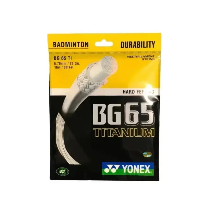 YONEX مضرب كرة الريشة سلسلة BG65 Ti (0.7 مللي متر) التحمل عالية المرونة التدريب المهني المنافسة عالية الجودة StringBG-65Ti