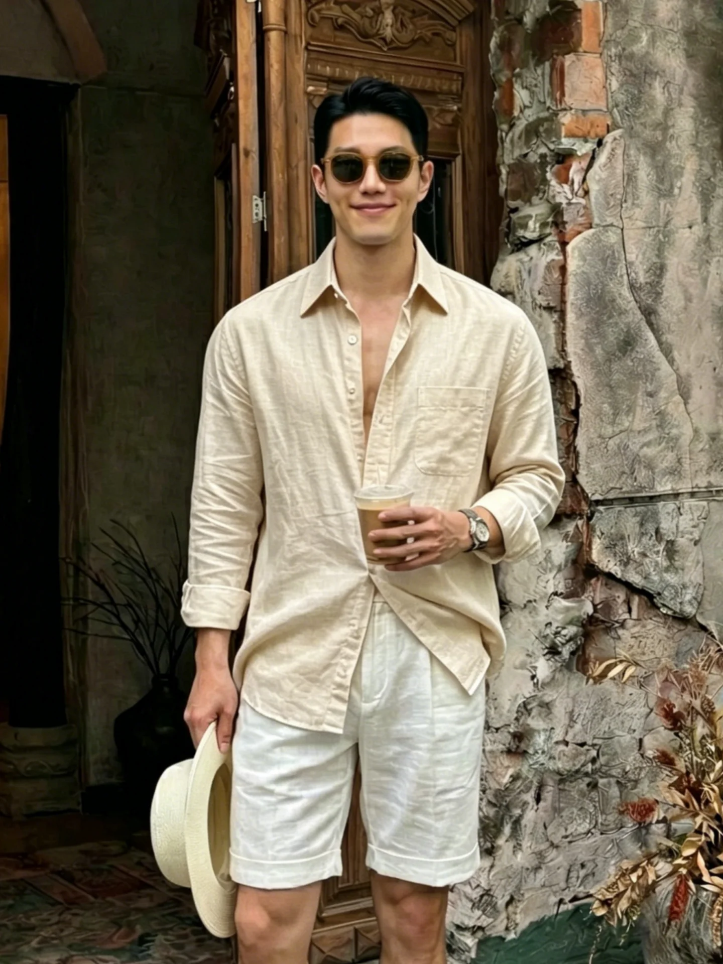 Lightweight Linen Long Sleeve Shirt Men Summer Loose Fit Sun Protection Outerwear Thin Style Comfortable Breathable Casual Shirt
