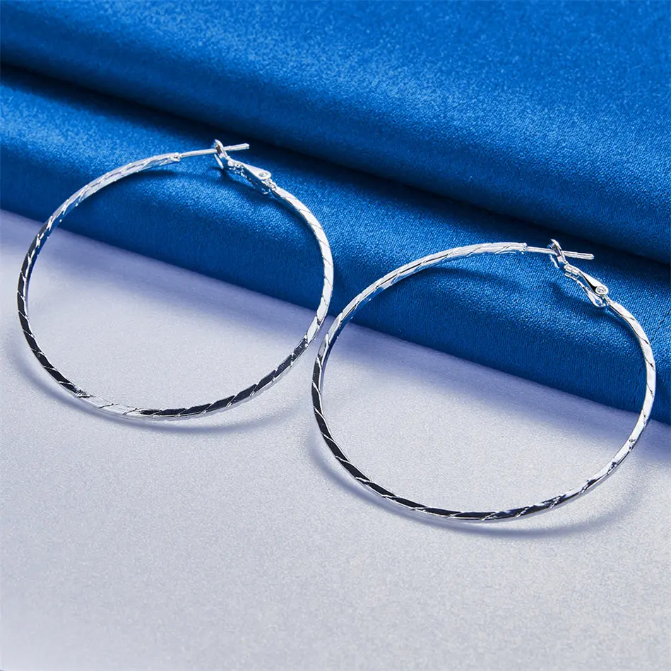 1 pair of 925 sterling silver luxury 50mm exquisite large earrings for women fashion anniversary gift jewelry charm