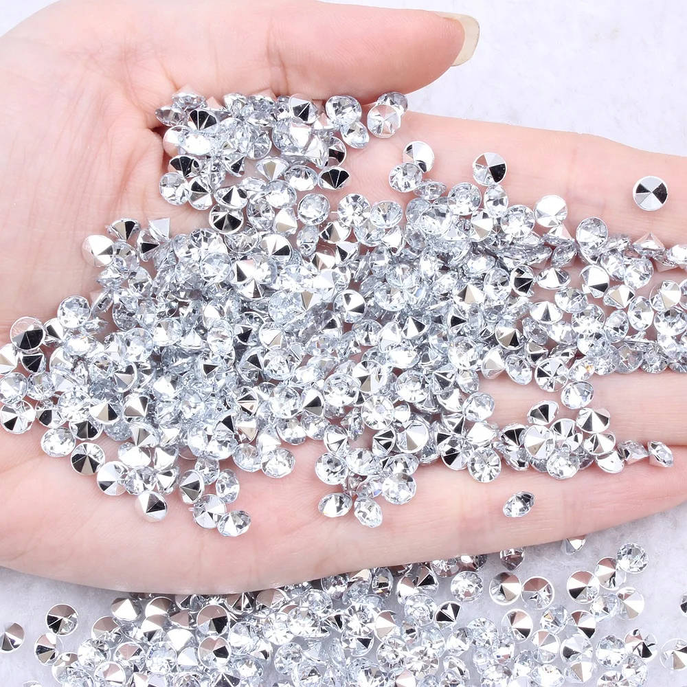 

White imitation table acrylic pointed bottom drill 1.5-12 mm multi-model can choose DIY nail art clothing accessories material