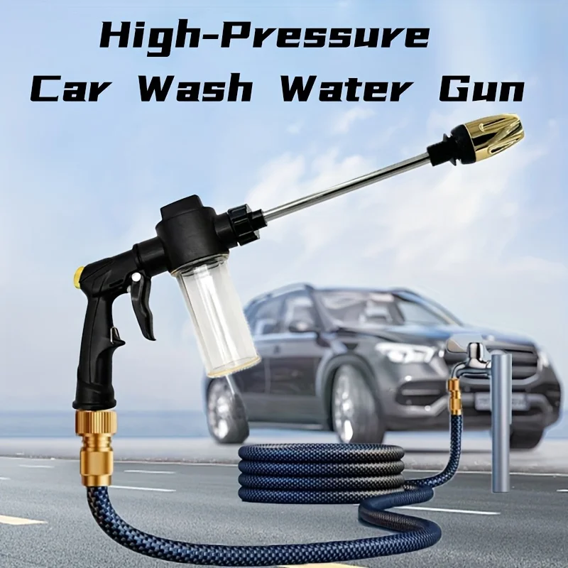 Pistolet à eau haute pression à 3 vitesses, lance à mousse pour pulvérisateur de jardin, plastique durable incassable, outil de nettoyage puissant