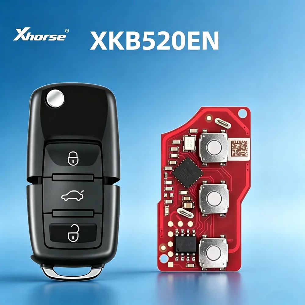 1PCS Xhorse XKB520EN Second Gen Wire Remote Key for VW B5 Flip 3 Buttons Wireless Program Compatible with XKB501EN