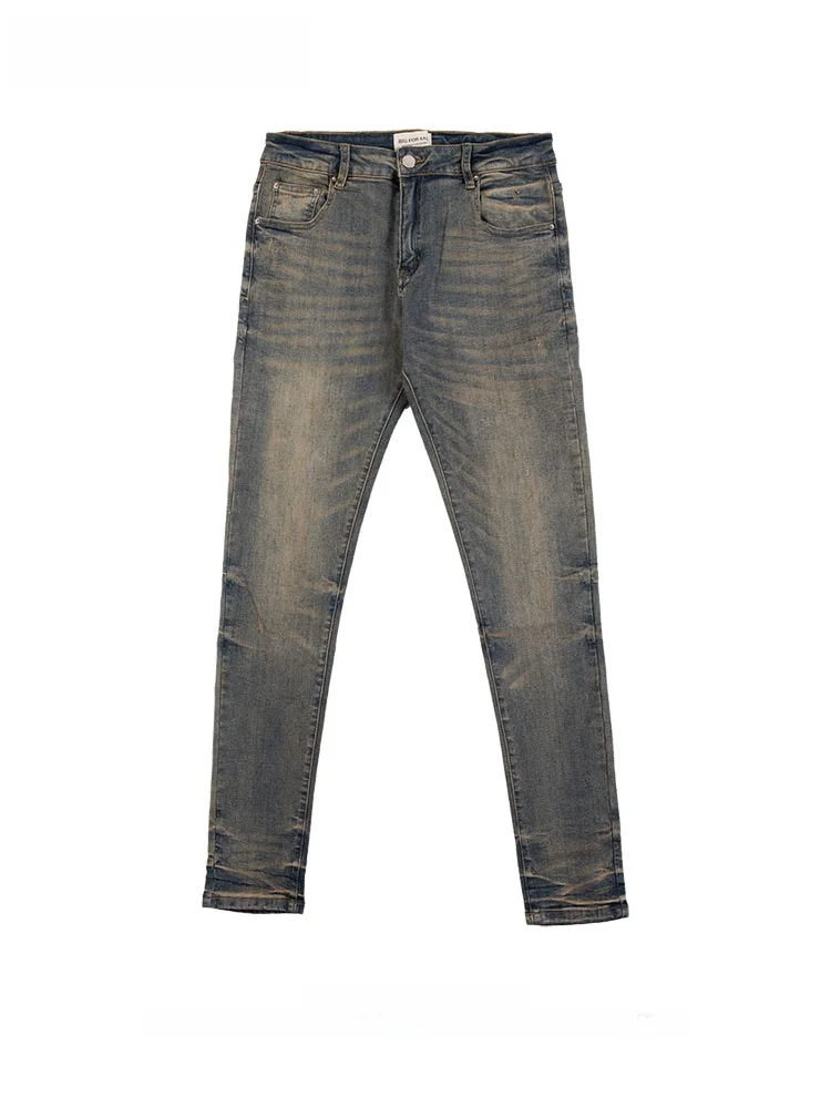 

Мужские джинсы Big for Sam Vintage Slim Fit из хлопка с эластаном, прямого кроя, молодежный тренд, с эффектом потертости