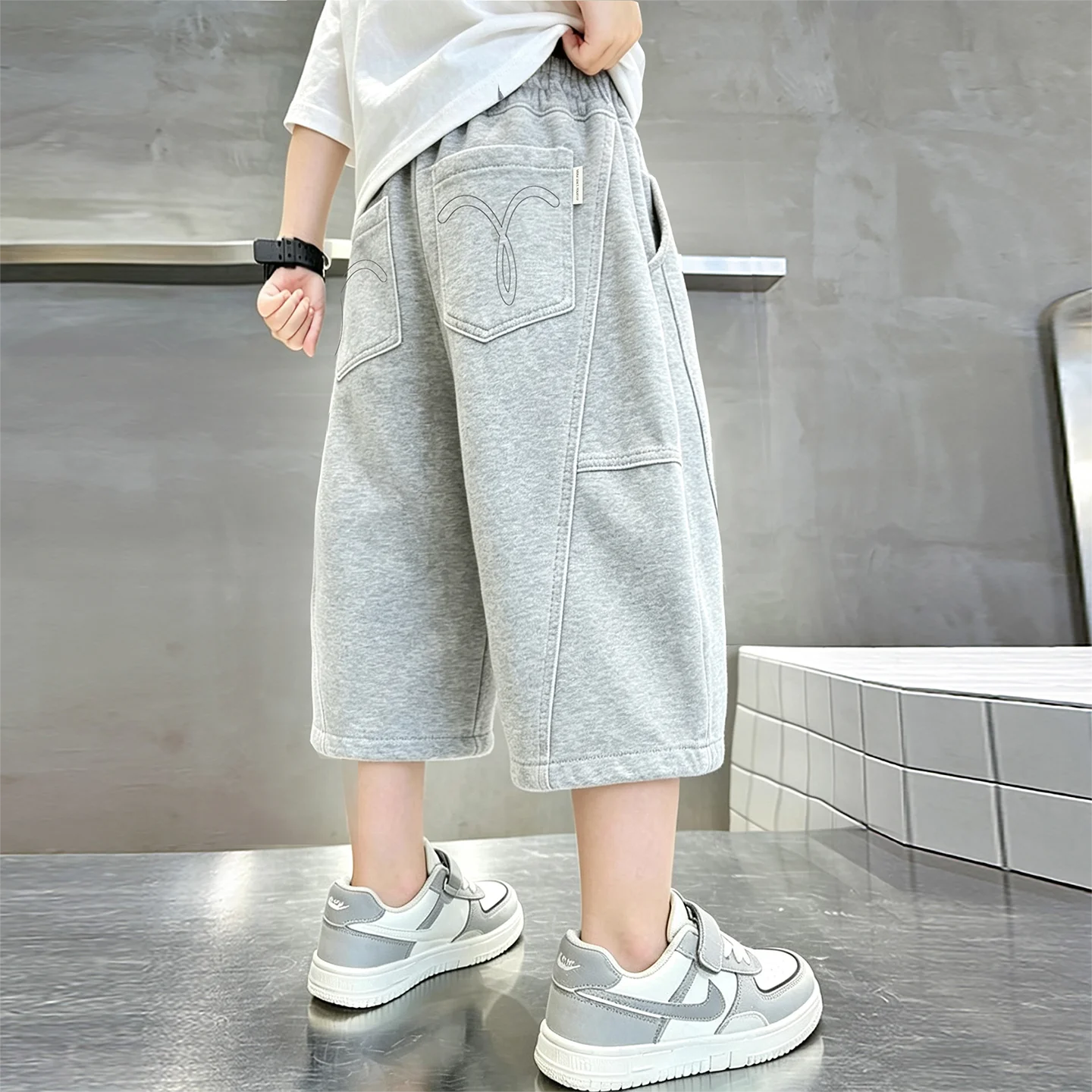Kids Shorts Boys Solid Color Short Baby Solid Color Casual Pant Summer Children Short Pants Sport Clothing Grey or Black Color