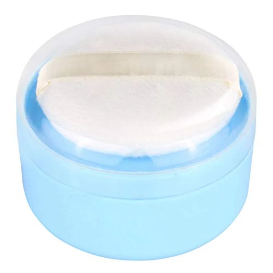 After-Bath Puff Box Empty Body Powder Container Dispenser Case with Sifter and Powder Puffs for Home and Travel Use