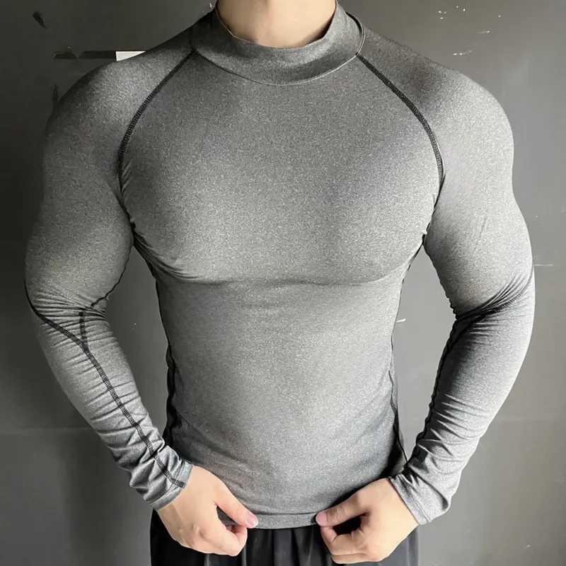 Sports Tights Long-sleeved Running Track Field Basketball Training Wear High-neck Quick-dry Breathable Fitness Clothing JJ657