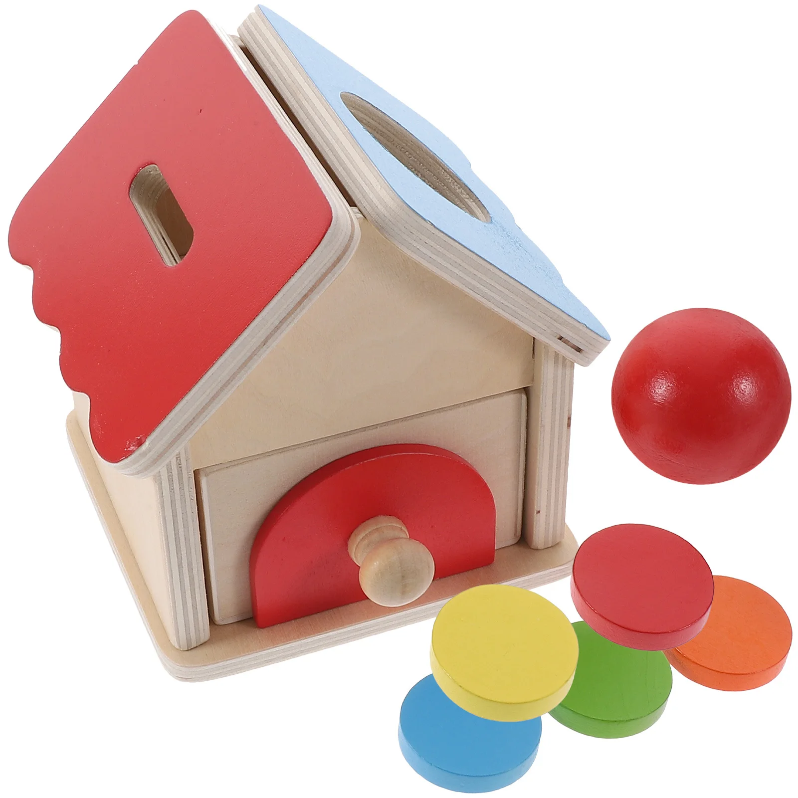 1 conjunto 1 conjunto de bola de moeda de madeira caixa de correspondência habilidades motoras finas classificação resistente brinquedo educativo para crianças mão olho coordenação