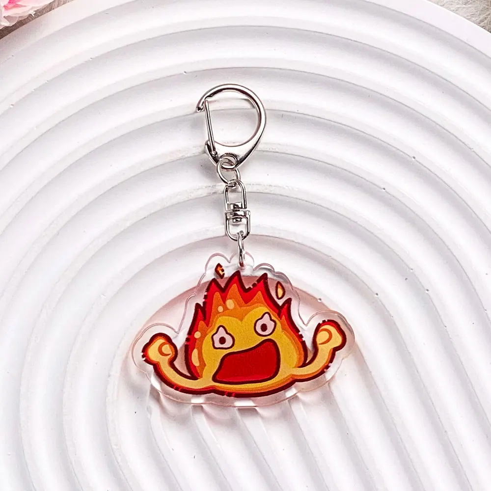 شخصيات أنيمي يعوي تتحرك القلعة سلسلة مفاتيح مصنوعة من الأكريليك اكسسوارات حقيبة سحر الإبداعية على ظهره قلادة كيرينغ هدايا للأصدقاء #3