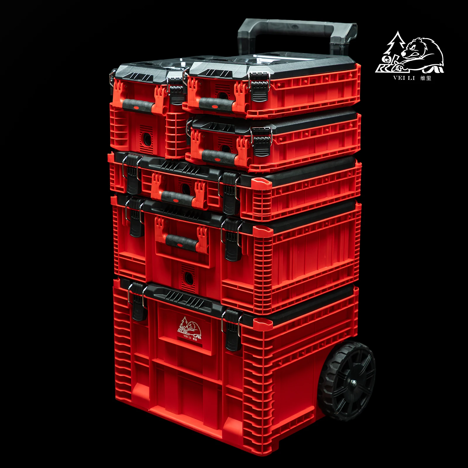 VEI LI VL-601S Red Combination Stacking Toolbox Large Storage Box Industrial Multi functional Large Capacity Toolbox