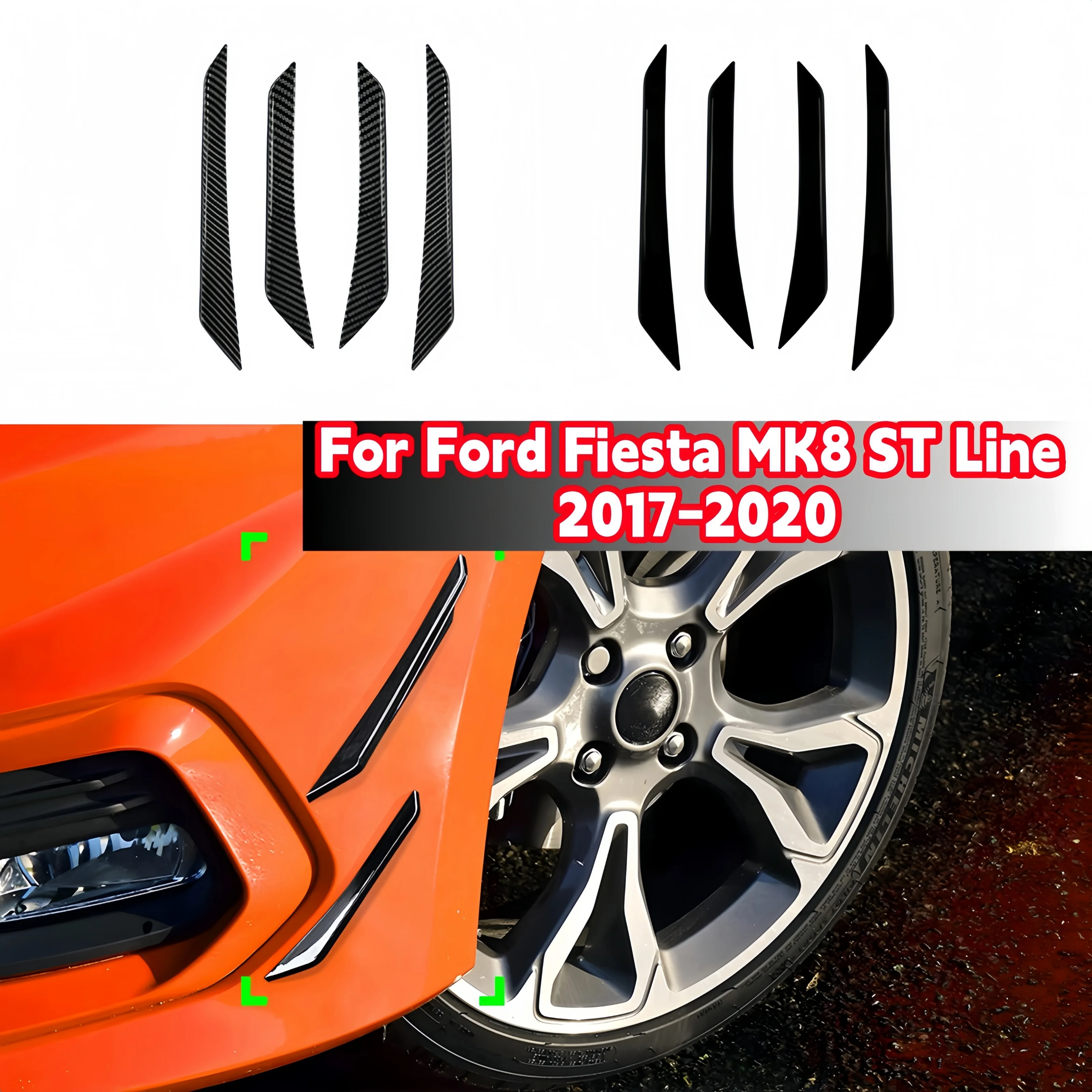 Amortecedor dianteiro lado vento faca spoiler kit corpo do carro modificação exterior kit corpo para ford fiesta mk8 st linha 2017-2020