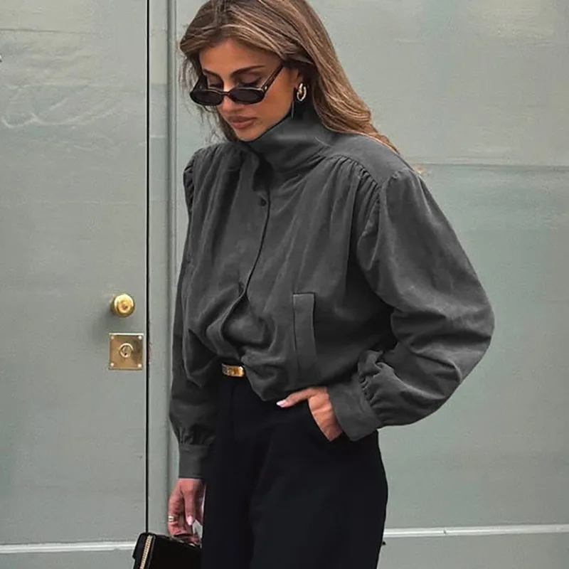 

Talenza Autumn Vintage Coats Women's Fashion Single-Breasted Patchwork Long Sleeve Jacket Casual Loose Streetwear Female Outwear