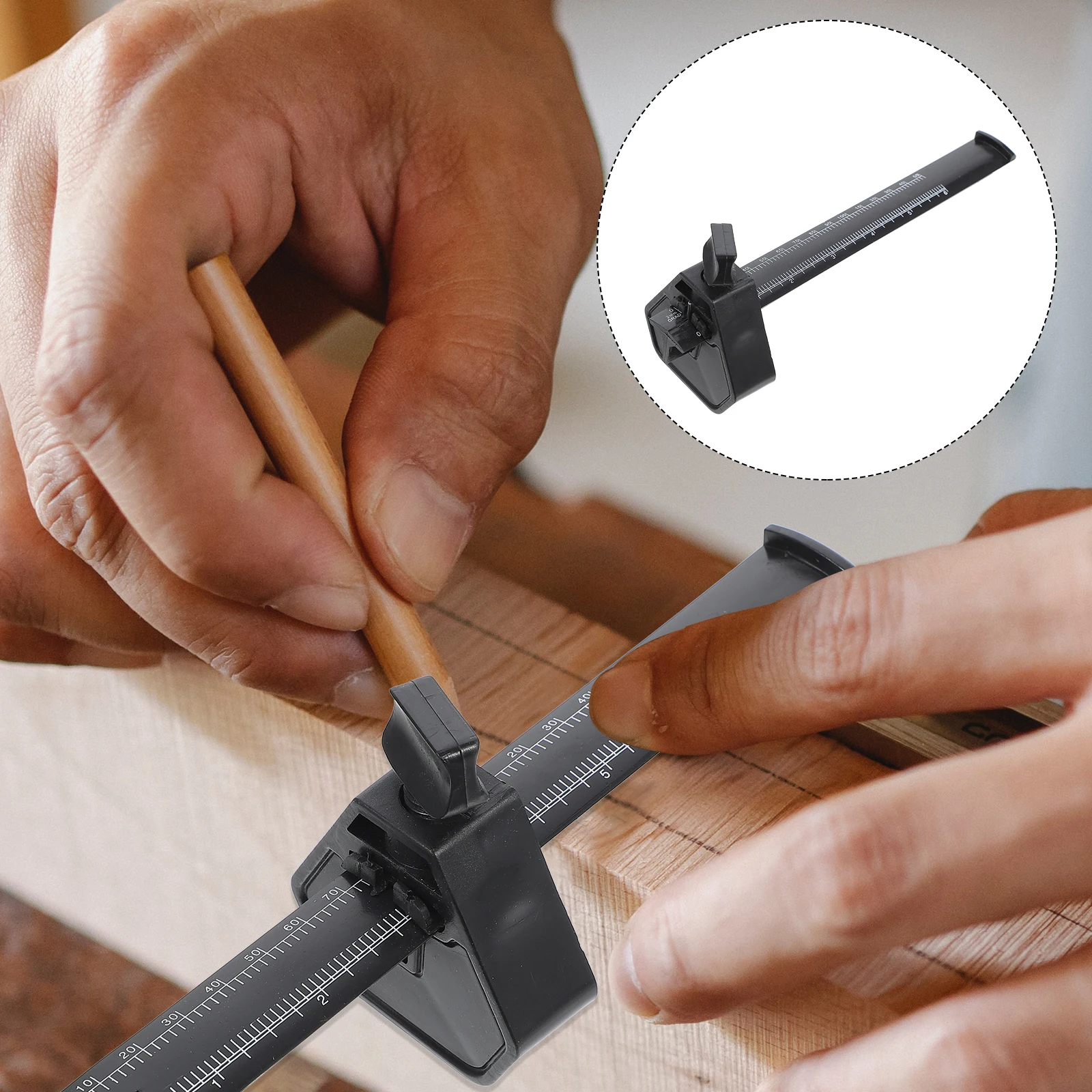 

Woodworking Scribe Ruler Carpenters Tool Layout Measuring Marking Gauge Supplies Parallel Lines Portable Lightweight Convenience