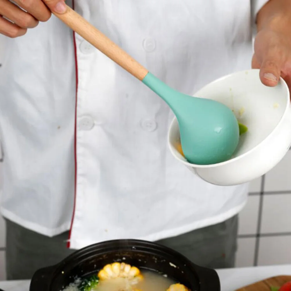 

1 Set Silicone Cooking Utensils Kitchen Ware Stir Fry Spoon Storage Hole Easy Clean Spatula Ladle Set