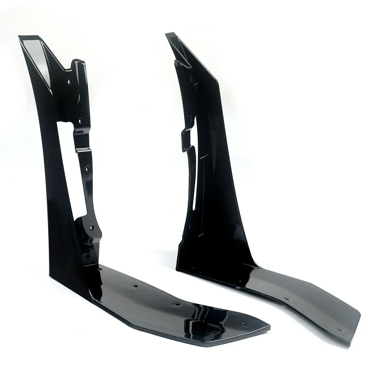 Black Shiny For 15-22 Ford Mustang GT500 Front Bumper Corner Winglet Splitters