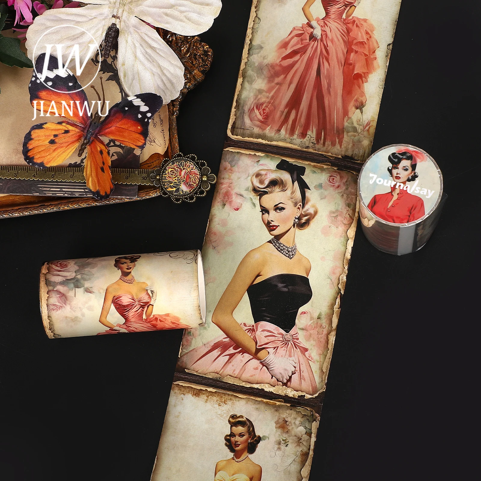 JIANWU 80 مللي متر * 205 سنتيمتر خمر 1950's امرأة شخصية المشهد المواد الكولاج سجل القصاصات اشي الشريط الإبداعية مجلة بها بنفسك مجلة القرطاسية #4