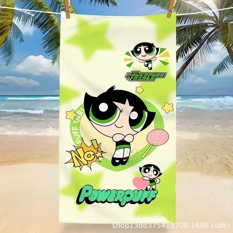 Hot The Powerpuff and Girls Series Cartoon Printed Soft Bath Towel Outdoor Sports Beach Towel Quick-drying Beach Towels Gifts view 3
