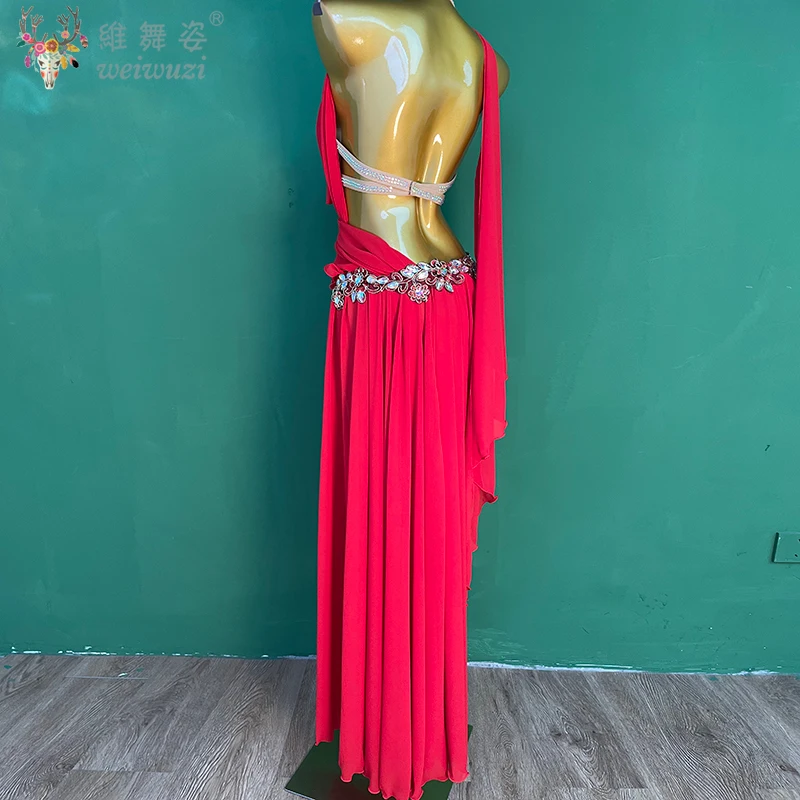 Abiti da competizione di danza del ventre per adulti e bambini Abito lungo personalizzato con pietre AB senior Abito da spettacolo di danza orientale