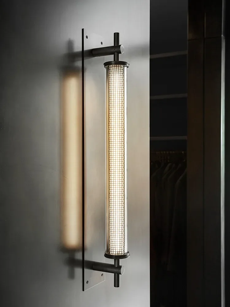 Industrial Retro Long glass Tube Wall Lamp led Mesh lamp Designer Department Corridor Living Room Background beside Wall lamp
