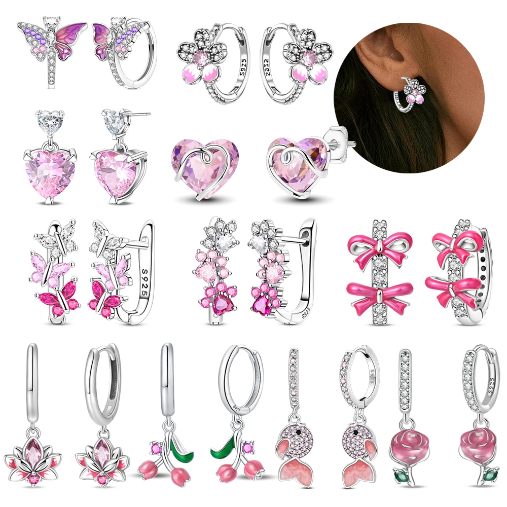 Romantic 925 Sterling Silver Floral Fish Bow Earrings - Symbolizing Endless Love Premium Couple Date Gifts