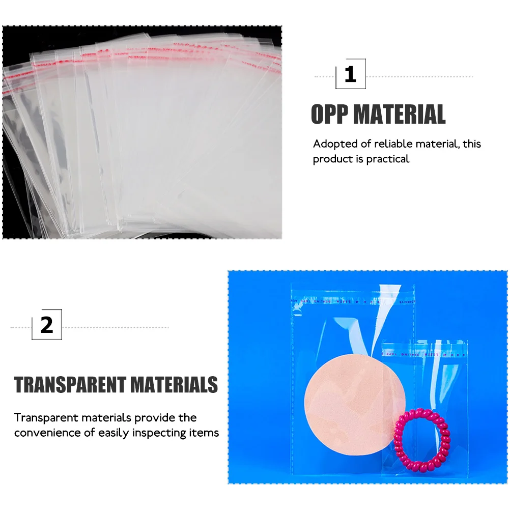 

200pcs Adhesive Storage Clear Bags Clear Cellophane Thicken Storage Craft Gift Packaging Bags for Business Use