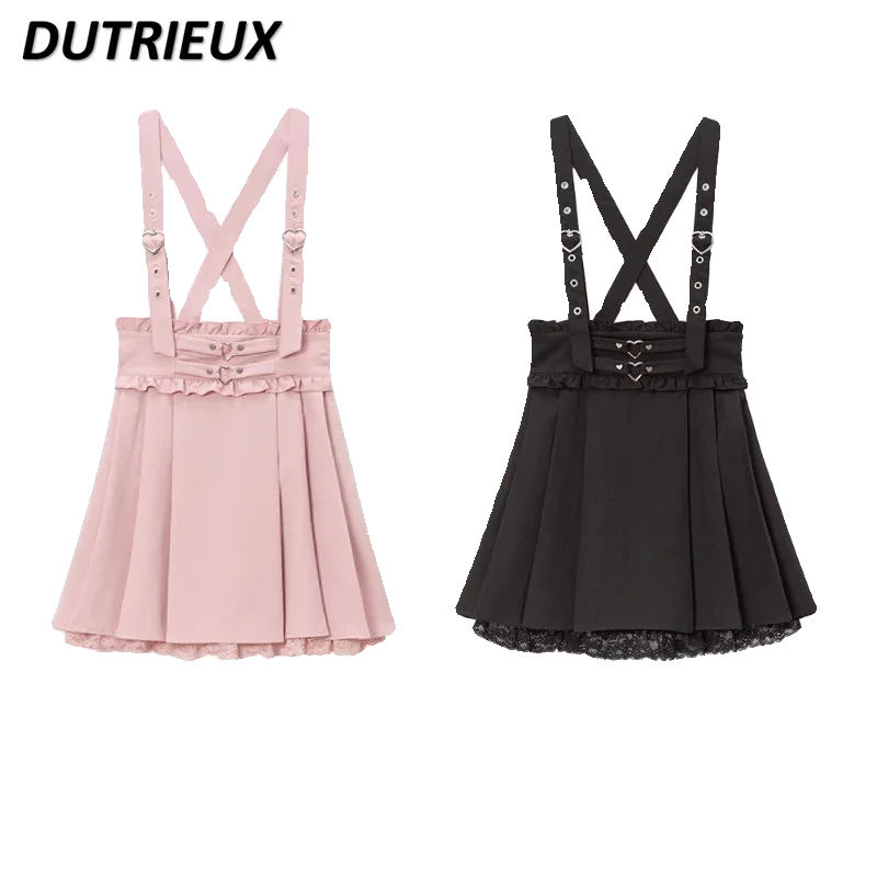 Spring and Summer New All-Match Tutu Wooden Ear Figure Flattering Suspension Skirt Lace Edge Japanese Sweet Pleated Short Skirts